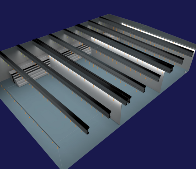 Lichtplanung teilbare Dreifachturnhalle Realschule Herrsching